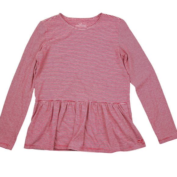 Vineyard Vines Red Striped Peplum Top - Picture 1 of 6